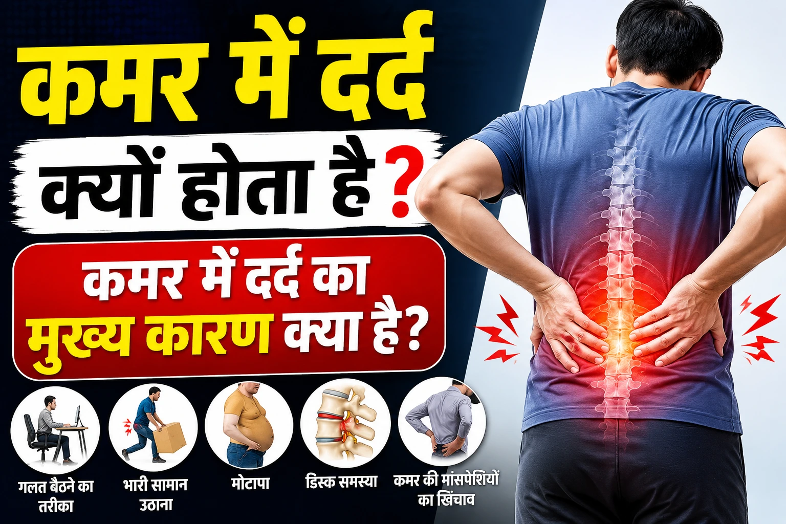 कमर में दर्द क्यों होता है ? कमर में दर्द का मुख्य कारण क्या है?